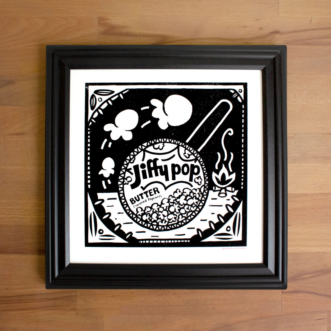Jiffy Pop Print in Black frame