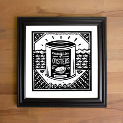 Picture of a rad oyster screen print in a black frame