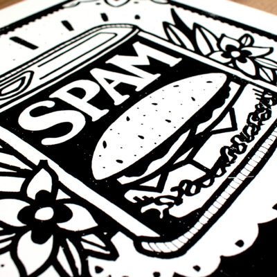 Spam print detail close up